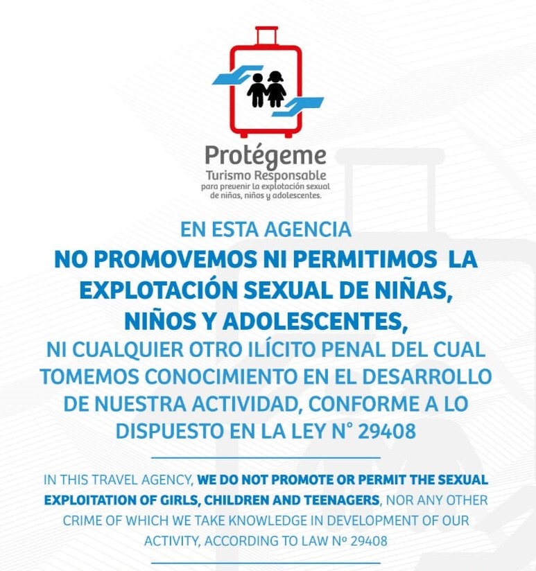 Protégeme — Turismo Responsable (Ley N° 29408)